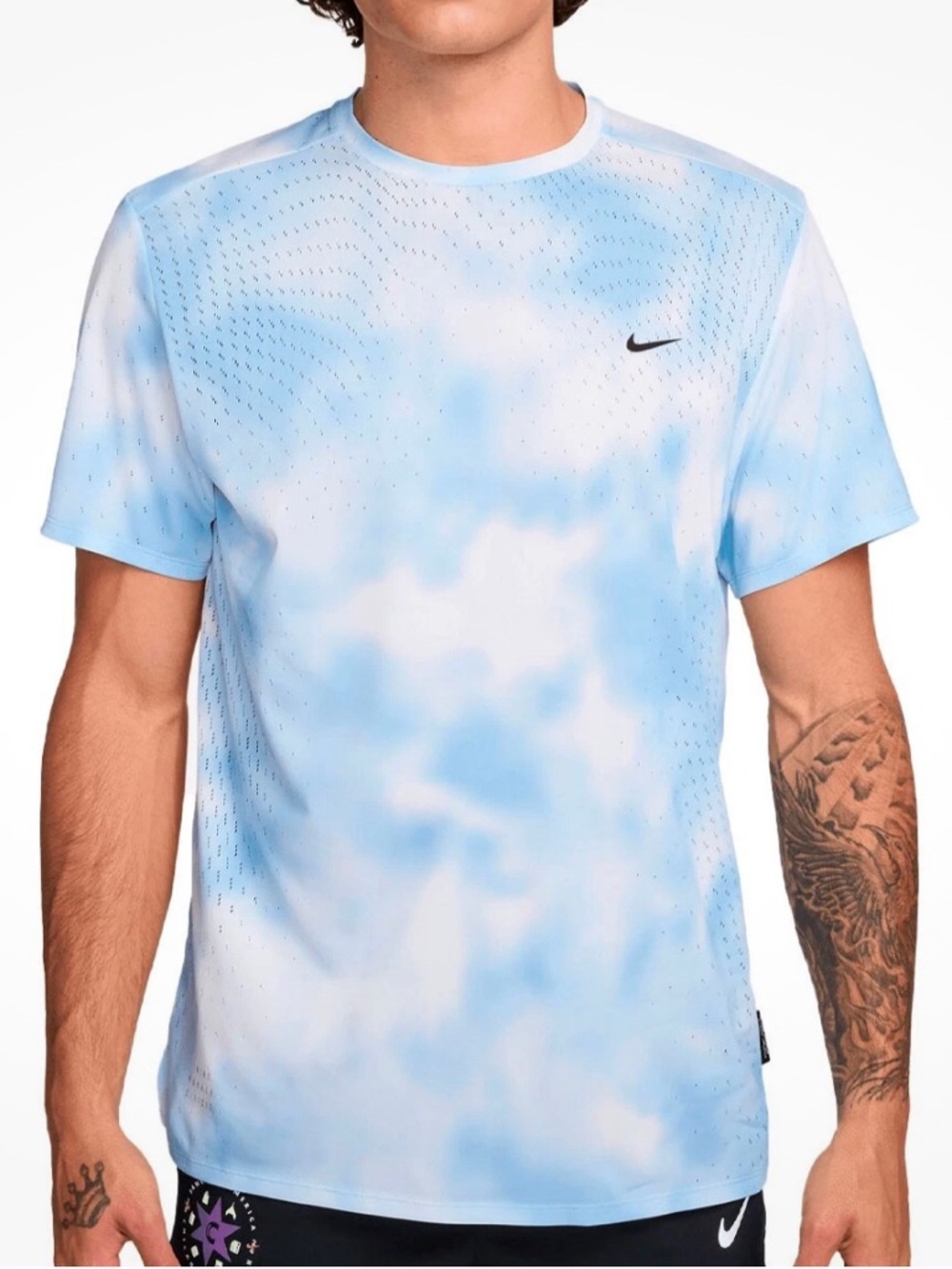 Nike mens running division breathe Dri-fit ADV tie dye  shirt tee size medium